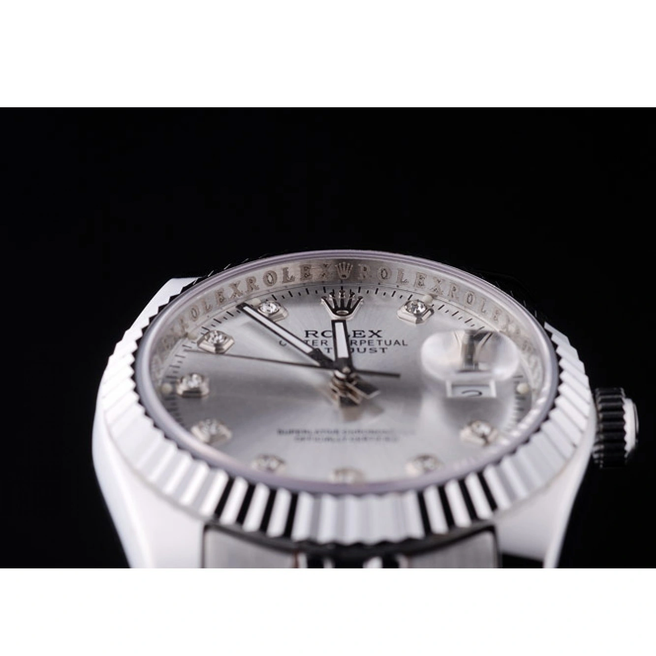 MiroTime 1028 Rolex Datejust Silver Dial Diamonds Ribbed Bezel 7455